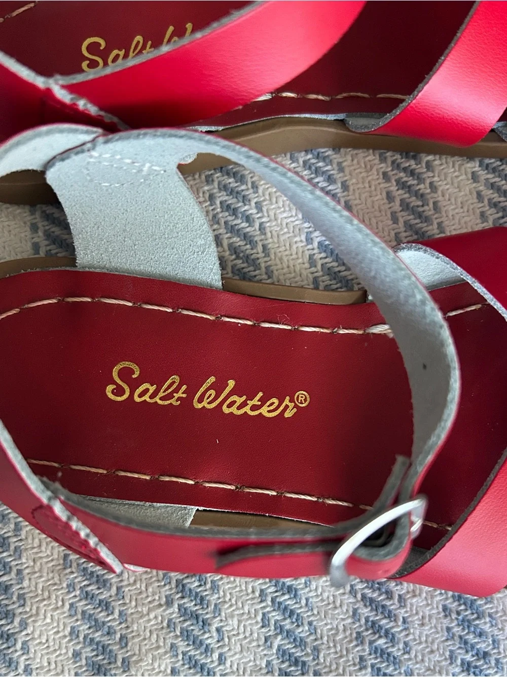 Kids Red Strappy Sandals with Buckle Closure